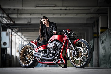 Sepeda Motor, Gadis dan Sepeda Motor, Pengendara Sepeda Motor, Motor Kustom, Harley-Davidson, Bea Cukai Thunderbike, Wanita, Wallpaper HD HD wallpaper