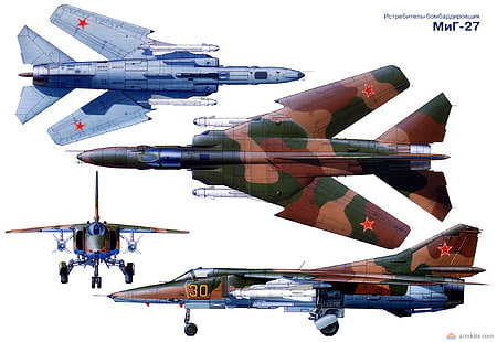 самолет, истребитель, самолет, миг, миг 27, военные, самолет, русский, HD обои HD wallpaper