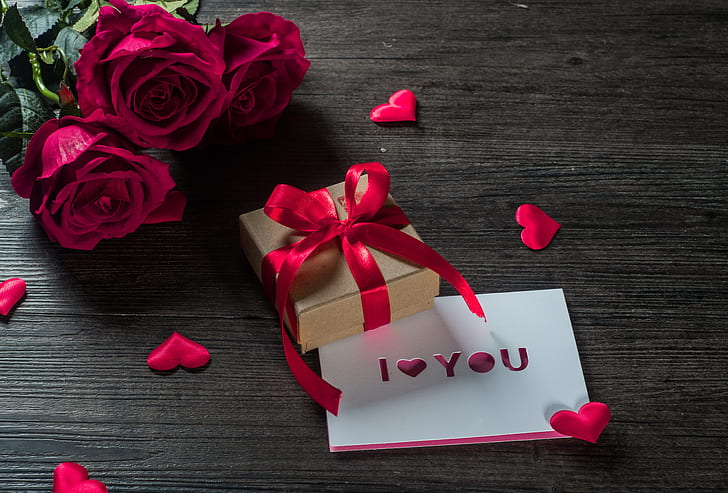 цвете, любов, подарък, сърце, роза, свещ, сърца, романтична, пощенска картичка, Свети Валентин, HD тапет