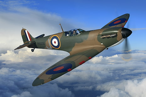 Lutador, Spitfire, Spitfire Supermarine, RAF, a Segunda Guerra Mundial, HD papel de parede HD wallpaper