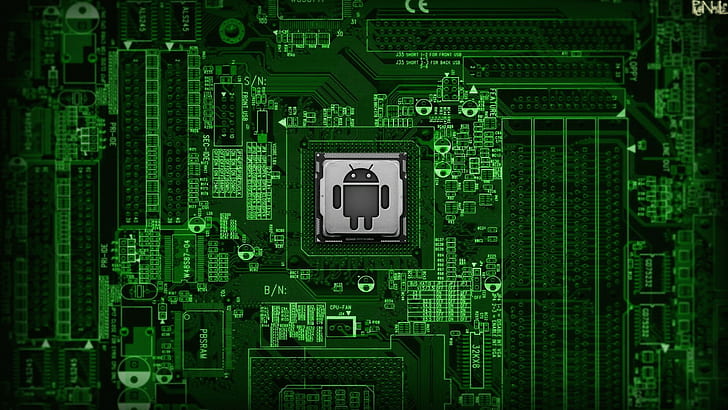 androide, immagine, logo, processore, Sfondo HD