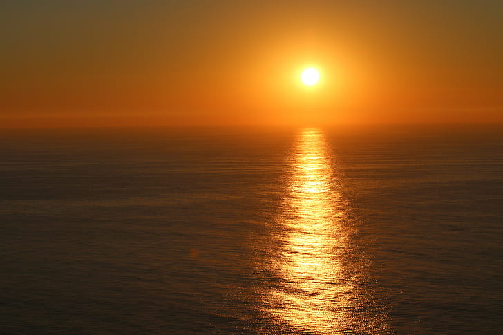 tramonto, cielo, mare, Sfondo HD