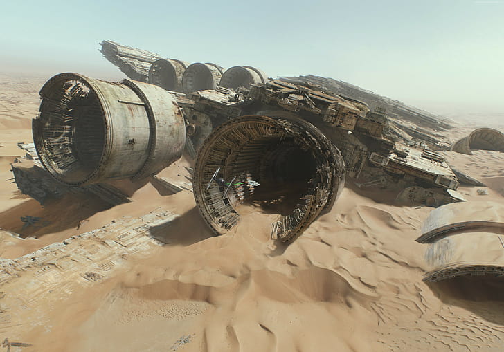 crash, Star Wars, desert, Star Wars: The Force Awakens, Star Destroyer, HD wallpaper