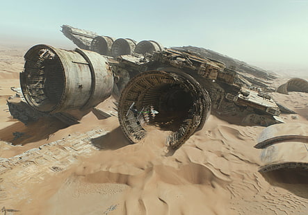 crash, Star Wars, desert, Star Wars: The Force Awakens, Star Destroyer, HD wallpaper HD wallpaper
