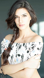 blusa floral branca e preta para mulher, Kriti Sanon, HD papel de parede HD wallpaper