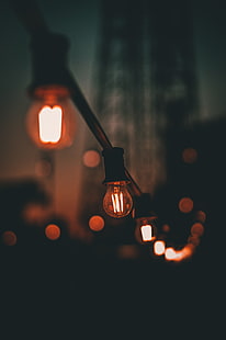 red bulbs, lamp, electricity, lighting, blur, HD wallpaper HD wallpaper