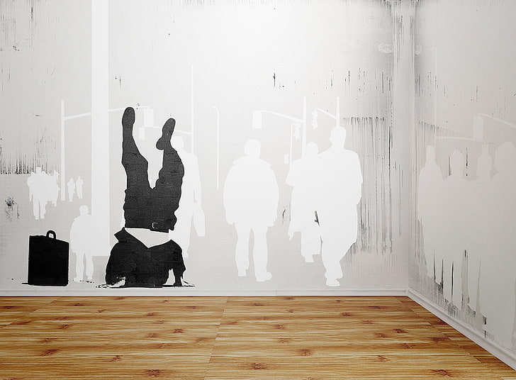 Menghilang Sepenuhnya, dinding putih dan hitam, Artistik, Grunge, Gelap, Digital, seni gelap, Wallpaper HD
