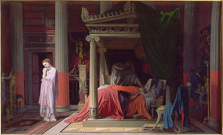 Jean Auguste Dominique Ingres, La enfermedad de Antiochus o Antiochus y stratonice, 1840, Fondo de pantalla HD