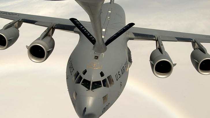 военный самолет, самолет, самолеты, Boeing C-17 Globemaster III, самолет, военный, дозаправка в воздухе, HD обои