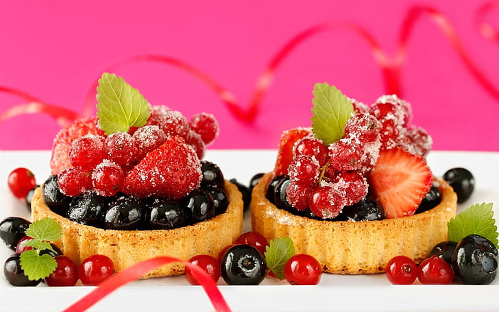 Fruit cakes, dessert, berries, strawberries, blackberries, Fruit, Cakes, Dessert, Berries, Strawberries, Blackberries, HD wallpaper