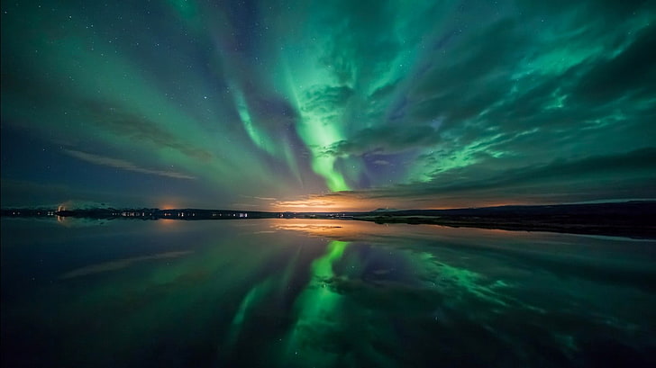 aurora borealis, sjö, aurorae, natur, HD tapet