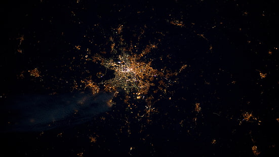 Berlín, vista aérea, luces de la ciudad, ciudad, Fondo de pantalla HD HD wallpaper