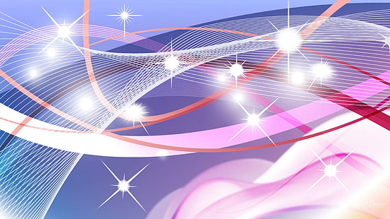 Pastell abstrakt, abstrakt, Sterne, glänzend, hell, blau, Pastell, rosa, Farben, 3d und abstrakt, HD-Hintergrundbild HD wallpaper