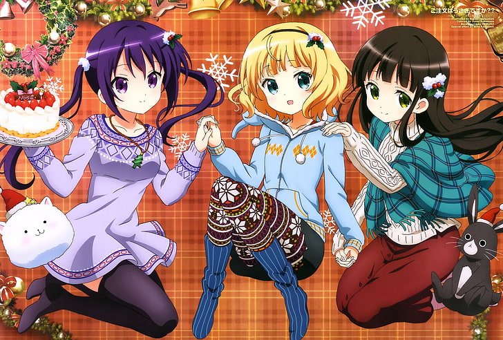 Anime, Ist der Orden ein Kaninchen ?, Chiya Ujimatsu, Rize Tedeza, Sharo Kirima, HD-Hintergrundbild
