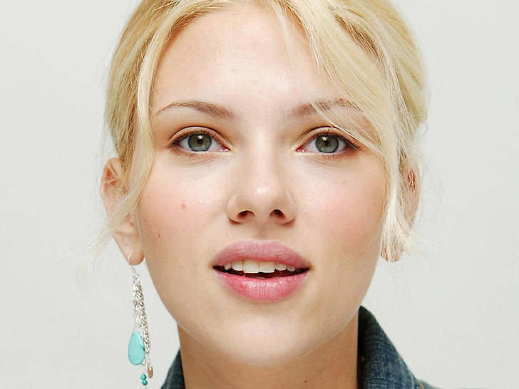 Scarlett Johansson ผู้หญิงนักแสดงใบหน้าผมบลอนด์ตาสีเขียวคนดัง, วอลล์เปเปอร์ HD