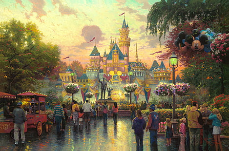 Cinderella's Castle painting, Disney, HD wallpaper HD wallpaper