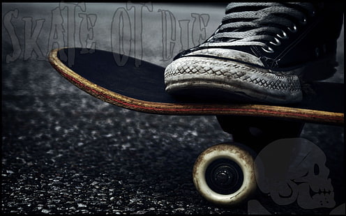 brun och svart skateboard, skateboard, Converse, All Star, HD tapet HD wallpaper