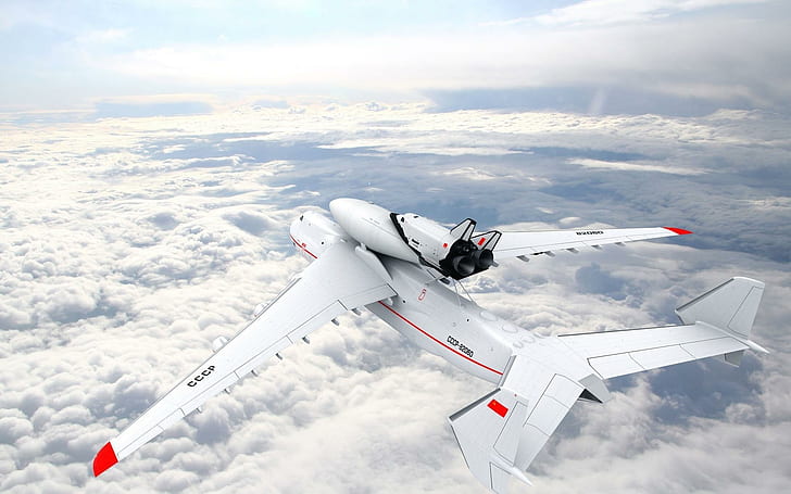 アントノフ、Mriya Heaven、An-225、白と赤の飛行機、天国、an225、アントノフ、mriya、航空機、 HDデスクトップの壁紙