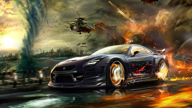 черный купе обои, видеоигры, раллийные автомобили, гонщик, Need for Speed: No Limits, фэнтези-арт, произведение искусства, HD обои