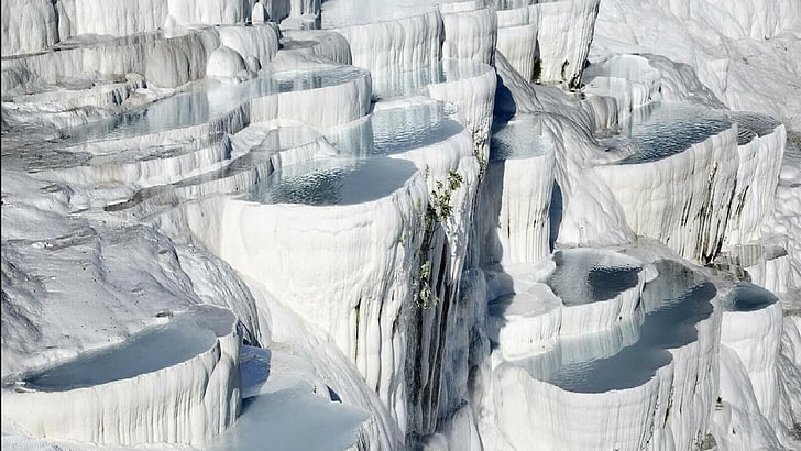 ghiacciai di ghiaccio, paesaggio, Pamukkale, Sfondo HD