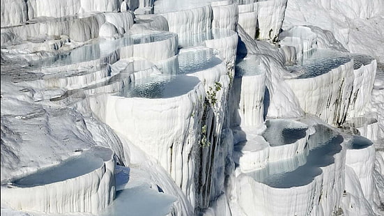 geleiras de gelo, paisagem, Pamukkale, HD papel de parede HD wallpaper