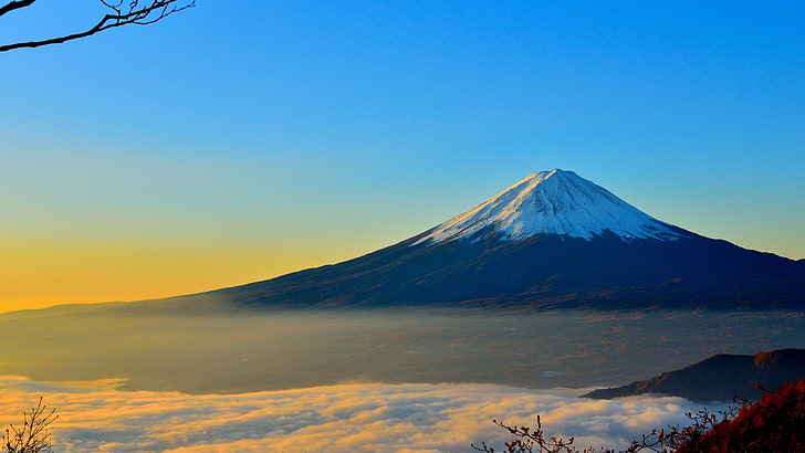 mt-fuji-sea-of-clouds-sunrise, HD wallpaper