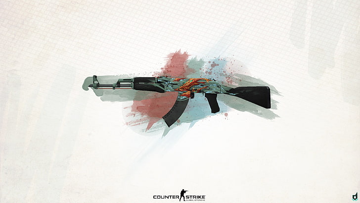 Steam CSGO AK-47 illustration, Counter-Strike: Global Offensive, Counter-Strike, assault rifle, AKM, HD wallpaper