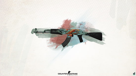 Ilustração do Steam CSGO AK-47, Counter-Strike: Global Offensive, Counter-Strike, fuzil de assalto, AKM, HD papel de parede HD wallpaper