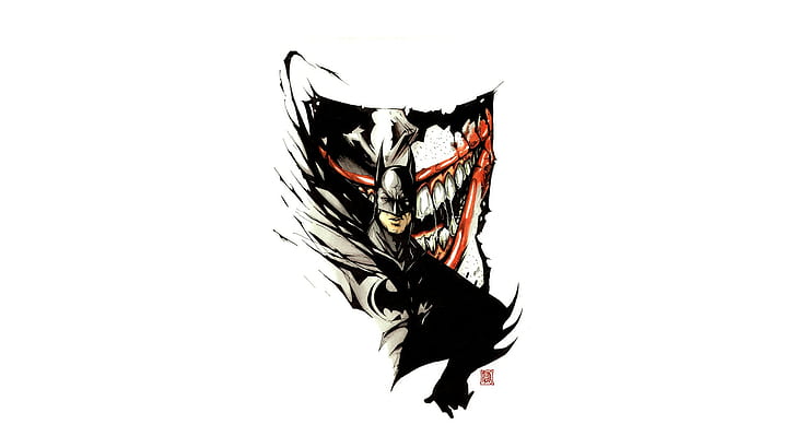 Batman Joker White HD, batman and joker poster, cartoon/comic, white, batman, joker, HD wallpaper
