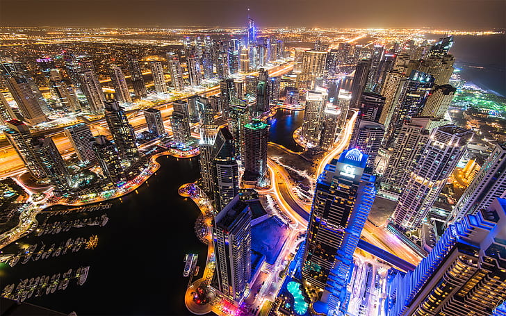 Marina District w Dubaju, Zjednoczone Emiraty Arabskie Tapety na Androida na pulpit lub telefon 3840 × 2400, Tapety HD