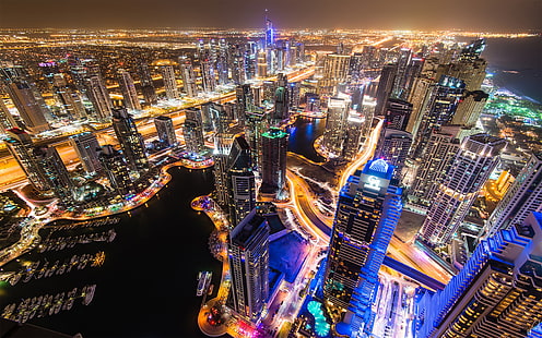 Marina District w Dubaju, Zjednoczone Emiraty Arabskie Tapety na Androida na pulpit lub telefon 3840 × 2400, Tapety HD HD wallpaper