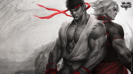Street Fighter V Ryu ve Ken dijital duvar kağıdı, Ryu, Ken, Street Fighter V, HD masaüstü duvar kağıdı HD wallpaper