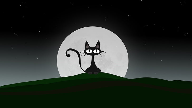 зелёная кошка луна серые холмы произведение искусства 3d 1920x1080 Космические луны HD Арт, Грин, кошки, HD обои