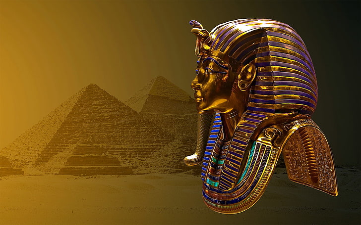 egypt, mask, pyramid, tutankhamun, HD wallpaper