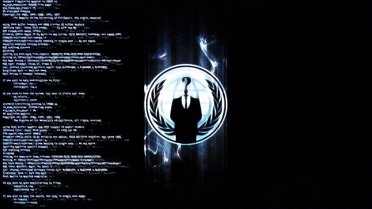 logo inconnu, piratage, Anonyme, code, art numérique, Fond d'écran HD