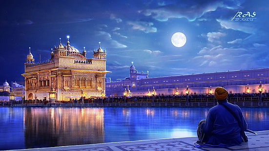 Златен храм Амритсар Пенджаб Индия HD, свят, пътуване, пътуване и свят, златен, храм, Индия, Пенджаб, Амритсар, HD тапет HD wallpaper