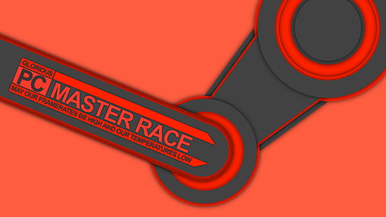 Logo PC Master Race Steam, giochi per PC, Steam (software), minimalismo, Master Race, sfondo semplice, Sfondo HD HD wallpaper