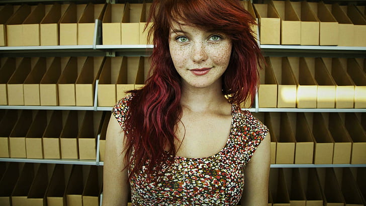 Redhead Freckles Green Eyes Girl, redhead, freckles, green, eyes, girl, HD wallpaper