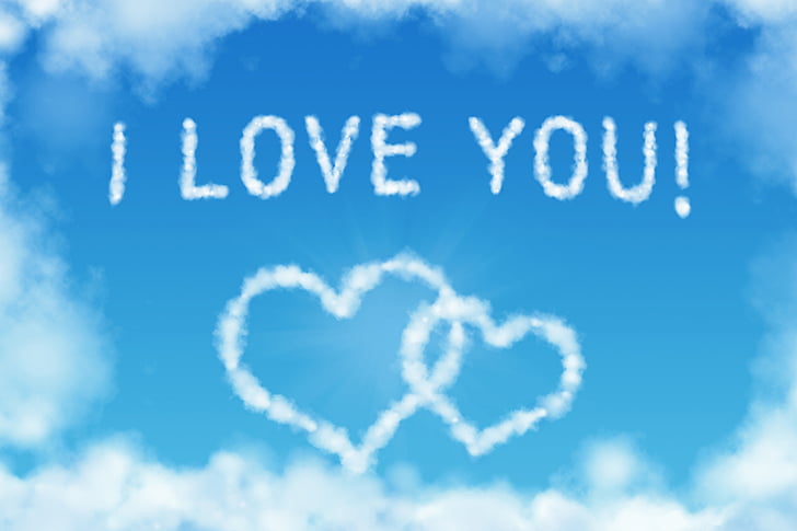 I Love You, Clouds, 4K, HD wallpaper