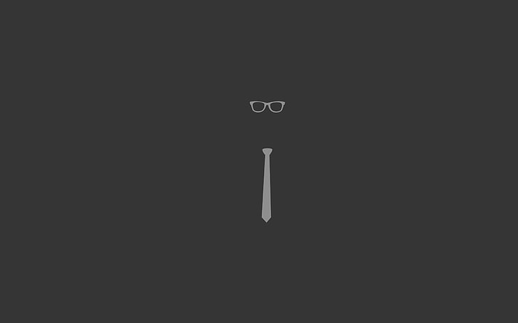 white necktie and eyeglasses vector art, minimalism, glasses, tie, HD wallpaper