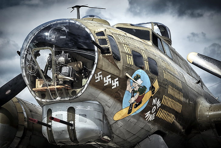 茶色と灰色の飛行機、航空機、ボーイングB-17飛行要塞、第二次世界大戦、 HDデスクトップの壁紙