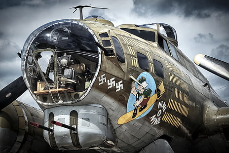 갈색과 회색 비행기, 항공기, 보잉 B-17 비행 요새, 제 2 차 세계 대전, HD 배경 화면 HD wallpaper