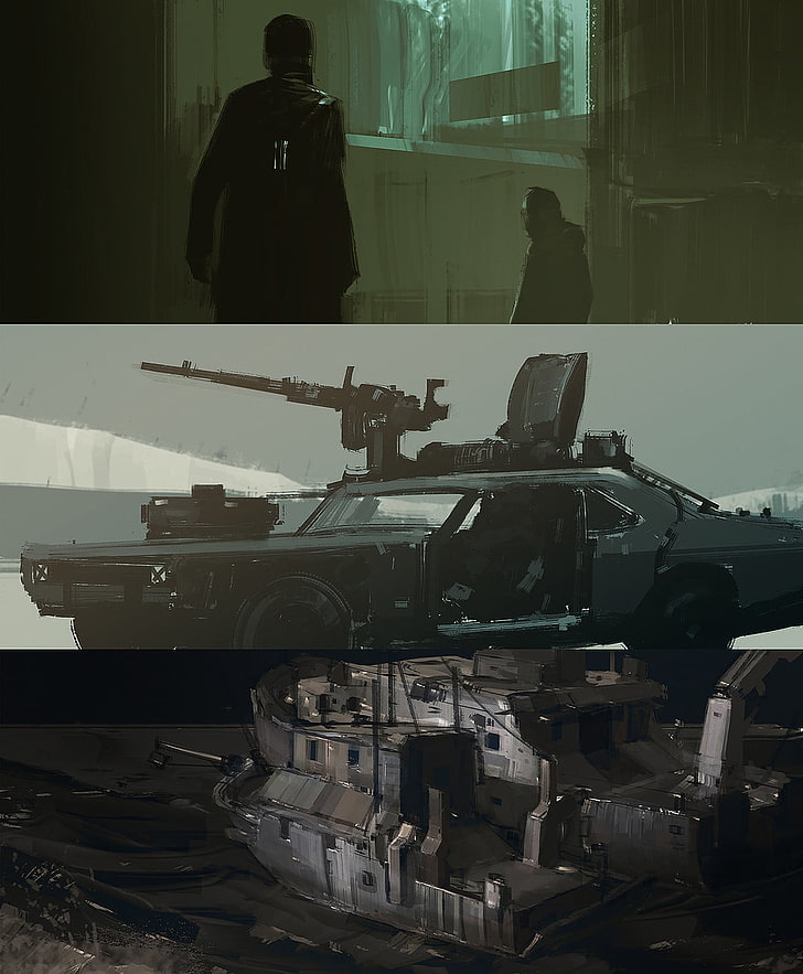 artwork, military,   digital , machine gun, collage, HD wallpaper