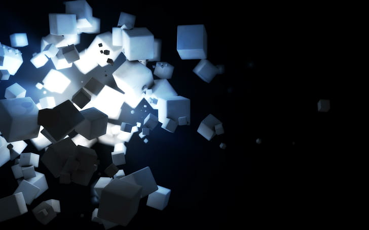 White Blox, blanc, blox, noir, blocs, 3d et abstrait, Fond d'écran HD