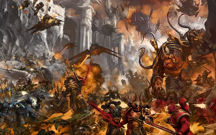 Warhammer 40.000, Spielewerkstatt, Space Marine, Space Marines, Chaos, Chaos Space Marine, Chaos Space Marines, Blood Angels, Militär, imperiale Wache, HD-Hintergrundbild