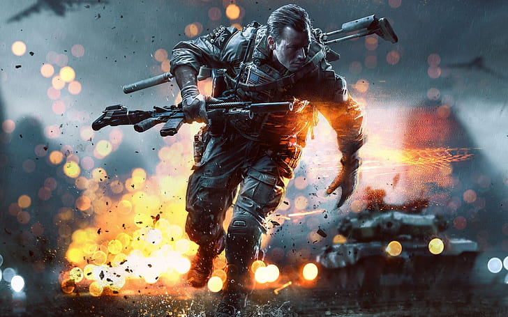 Battlefield 4 China Rising, soldier and tank game poster, battlefield 4, HD wallpaper