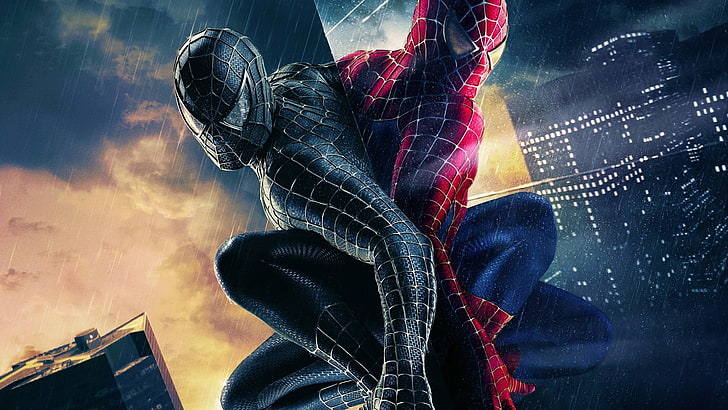Spider-Man, filmy, Spider-Man 3, Marvel Comics, Spiderman w czarnym garniturze, rozszczepienie, Tapety HD