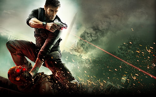 Splinter Cell Handgun Laser HD, poster game, video game, pistol, sel, sempalan, laser, Wallpaper HD HD wallpaper