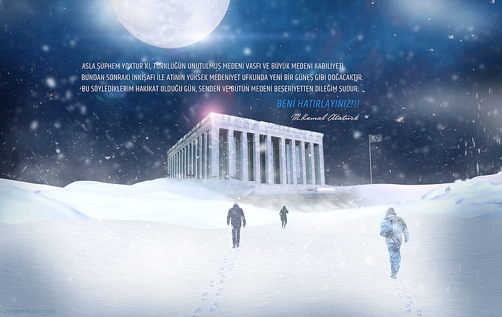 Аниткабир, Анкара, лунна светлина, Мустафа Кемал Ататюрк, нощ, сняг, снежна буря, турски, HD тапет