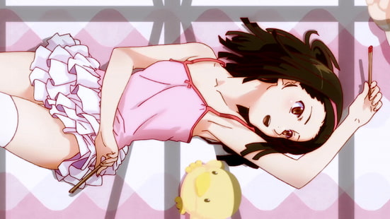 سلسلة Monogatari ، Sengoku Nadeko ، فتيات أنيمي ، تنورة قصيرة ، أنيمي، خلفية HD HD wallpaper